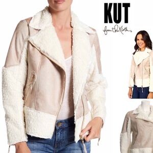 Kut from the Kloth Women's Cream and Tan Teddy Jacket